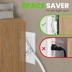 GEARit 360 Rotating Flat Plug Extension Cord (12ft, White) Multi 3-Outlet Extension 16 AWG Wire, Adapter for Small Spaces, Right Angle Socket, ETL Certified - 12 Feet