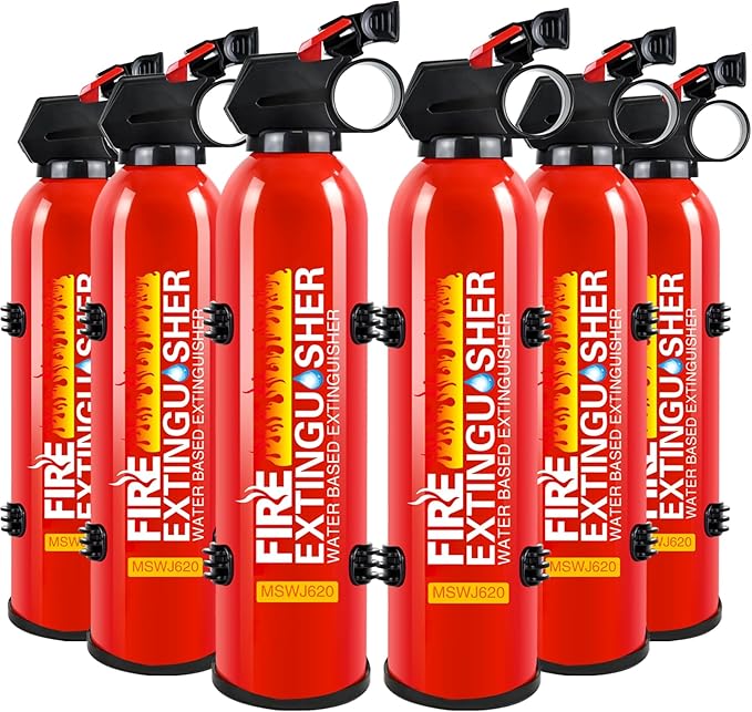 Fire Extinguisher for Home - 6pack Car Fire Extinguisher with Wall Mount, Small A B C K Fire Extinguisher, Water-Based Fire Extinguishers for Car/House/Kitchen/Truck/Marine/Boat/Vehicle/utv/rv
