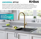 KRAUS Oletto High-Arc Single Handle Pull-Down Kitchen Faucet in Brushed Brass, KPF-2821BB