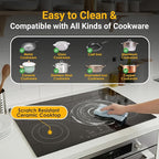 K&H 5 Burner 36 Inch Built-in Electric Stove Top Radiant Ceramic Cooktop Touch Control 240V 9600W CE36-10208