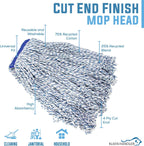 KLEEN HANDLER Cut End Finish Mop | 1.25" Universal Headband Maximum Absorption Finishing Mop, Case of 24