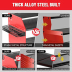 Heavy Duty Drill Holder & Power Tool Organizer Wall Mount, Metal Cordless Tool Organizer for Cordless Drill, Accessory Holder Rack (3L4D WITH CHARGING STATION (RED), With Charging Station)