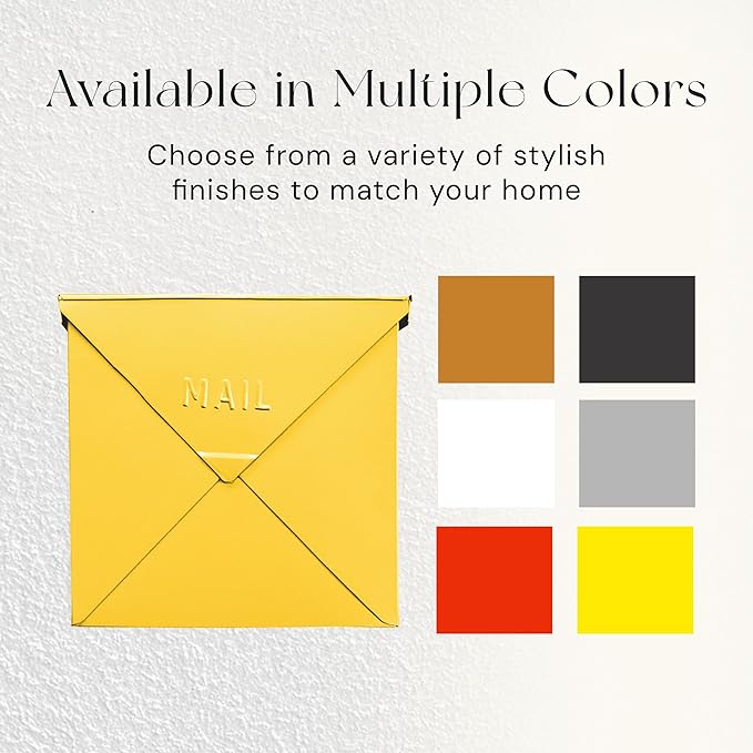 NACH Mailboxes for Outside Wall Mount, 10 x 10 x 4 inch, Yellow Mail Boxes for House Outside, Waterproof Mailboxes for Outside - Chicago Style Mail Box