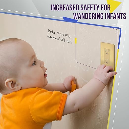 ENERLITES Elite Series Decorator Receptacle Outlet Child Safe Tamper-Resistant, Gloss Finish, Self-Grounding, Residential Grade, 15A 125V, 61501-TR-GDWBP, Brushed Gold