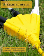 PLUGTUL 15FT Outdoor Extension Cord with Multiple Outlets, 14 Gauge, 3-Outlet, SJTW, 15A 14AWG 1875W SJTW, ETL Listed - Great for Garage, Garden and Home, Yellow