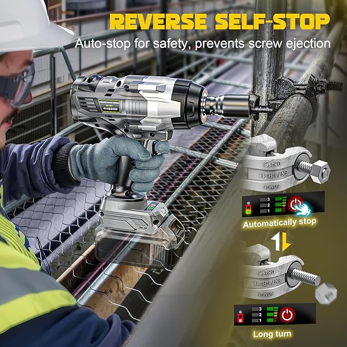 3/4" Cordless Impact Wrench Compatible with Dewalt 20V Battery: 1850FT-LBS(2500N.m) High Torque Impact Driver, Auto-Stop Reverse, 4-Speed Heavy Duty Impact for Car/Truck/Mower(Bare Tool)