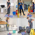 Commercial Mop with 60" Mop Handle, Heavy Duty Industrial Cotton Mops for Floor Cleaning, Looped-End String Wet Mops for Home, Kitchen, Garage, Office, Workshop, Warehouse Concrete/Tile Floor