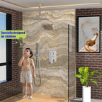 Enga 10 Inch + Dual 6-Inch Rain Shower System, Four Modes Diverter Shower Faucet with Handheld, Luxury Rain Mixer Shower Combo Set, Brushed Nickel