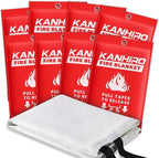 Emergency Fire Blanket for Home Kitchen - KANHIRO Fiberglass Fire Suppression Blanket Great for School, Fireplace, Grill, Car, Office, Warehouse (8 Pack, 39 in X 39 in)