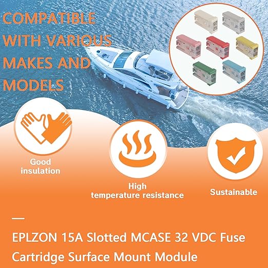 15A 20A 25A 30A 40A 50A 60A 32V Mini Slotted Automotive MCASE Shaped Cartridge Fuse Kit(Pack of 28pcs,4 for Each Model)