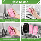 4-Pack Damp Clean Duster Sponge, Sponge Cleaning Brush, Duster for Cleaning Blinds, Glass, Baseboards, Vents, Railings, Mirrors, Window Track Grooves and Faucets Pink Non-Scratch Sponges