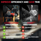 Angle Grinder, Cordless Grinder with 2 × 5.0Ah Batteries, 10000RPM Battery Powered Grinder, 3 Speed Angle Grinder Tool, Cordless Grinder with Battery and Charger for Cutting Shaping Grinding Polishing