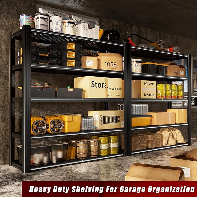48" W Metal Garage Shelving 5 Tier Storage Shelves Heavy Duty 3030LBS Adjustable Shelf Unit Garage Shelving for Warehouse, Industrial, Basement, 72" H x 48" W x 24" D
