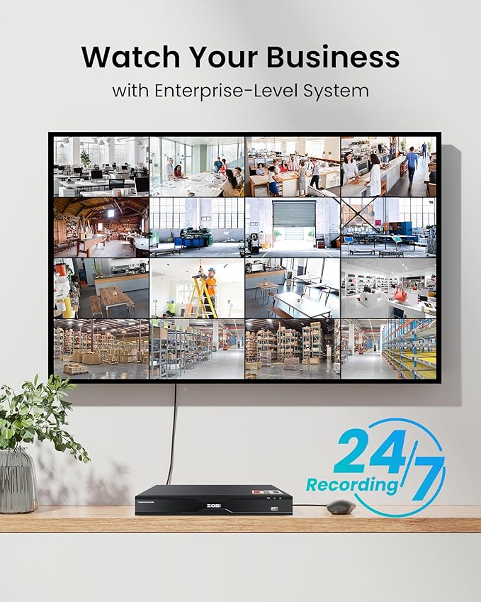 ZOSI 32 Channel 4K PoE Security Camera System, Face Person Vehicle Detection, 2 Way Audio, 24 x 8MP Spotlight Outdoor Indoor IP Cameras, 32CH 4K NVR with 8TB HDD for 24/7 Recording