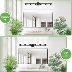 6-Light Bathroom Light Fixtures, Vanity Lights for Mirror with Textured Milky White Glass Shade, E26 Base Modern Kitchen Light Fixtures Wall Sconce Light - Black