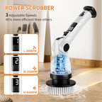 Electric Spin Scrubber, Power Electric Scrubber for Cleaning, Shower Cordless Cleaning Brush with 6 Adjustable Angles,8 Brush Heads, 3 Speed Mode, Electric Cleaning Brush for Bathroom/Tub/Floor/Tile