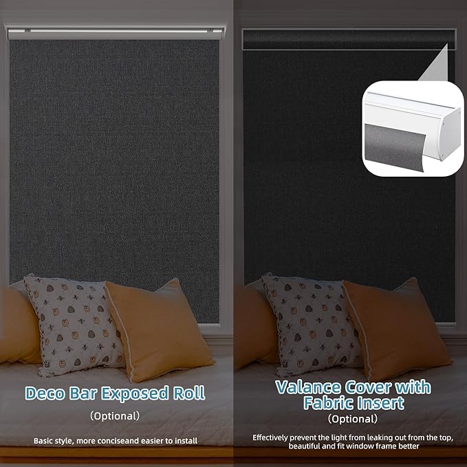 SmartWings Motorized Smart Blinds with Remote, Custom Automatic 100% Blackout Roller Shade Compatible with Alexa/Homekit/Google, Electric Smart Blinds for Indoor Windows, Eclipse Anchor Grey