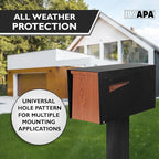 Ilyapa Modern Mailbox for Post Mount - Black Powder Coated Metal Mailbox with Ash Wood Door - Waterproof for Parcels, Recessed Magnetic Close Door