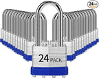 Padlocks Keyed Alike, Pack of 24, Laminated Steel Keyed Lock (1-9/16", 40mm), Padlocks with Same Key, Long Shackle, for Toolbox, Locker & StorageUnit or More