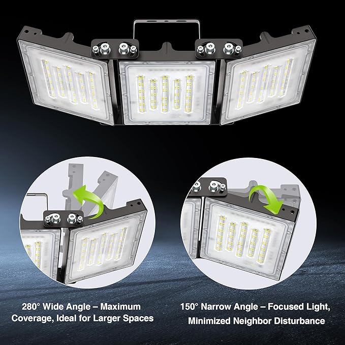 STASUN 2 Pack 300W LED Flood Lights, Mini Series Outdoor Floodlight, 30000LM 6000K Daylight White, IP66 Waterproof, 3 Adjustable Heads, Exterior Flood Lights for Yard, Driveway, Garage, Patio,Barn