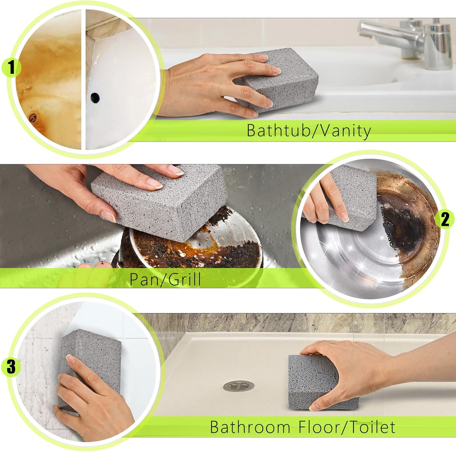 Maryton Grill Stone Cleaning Brick - Griddle Grills Cleaning Kit Block Pumice Stone for Removing Stains BBQ Grease, 3 Count