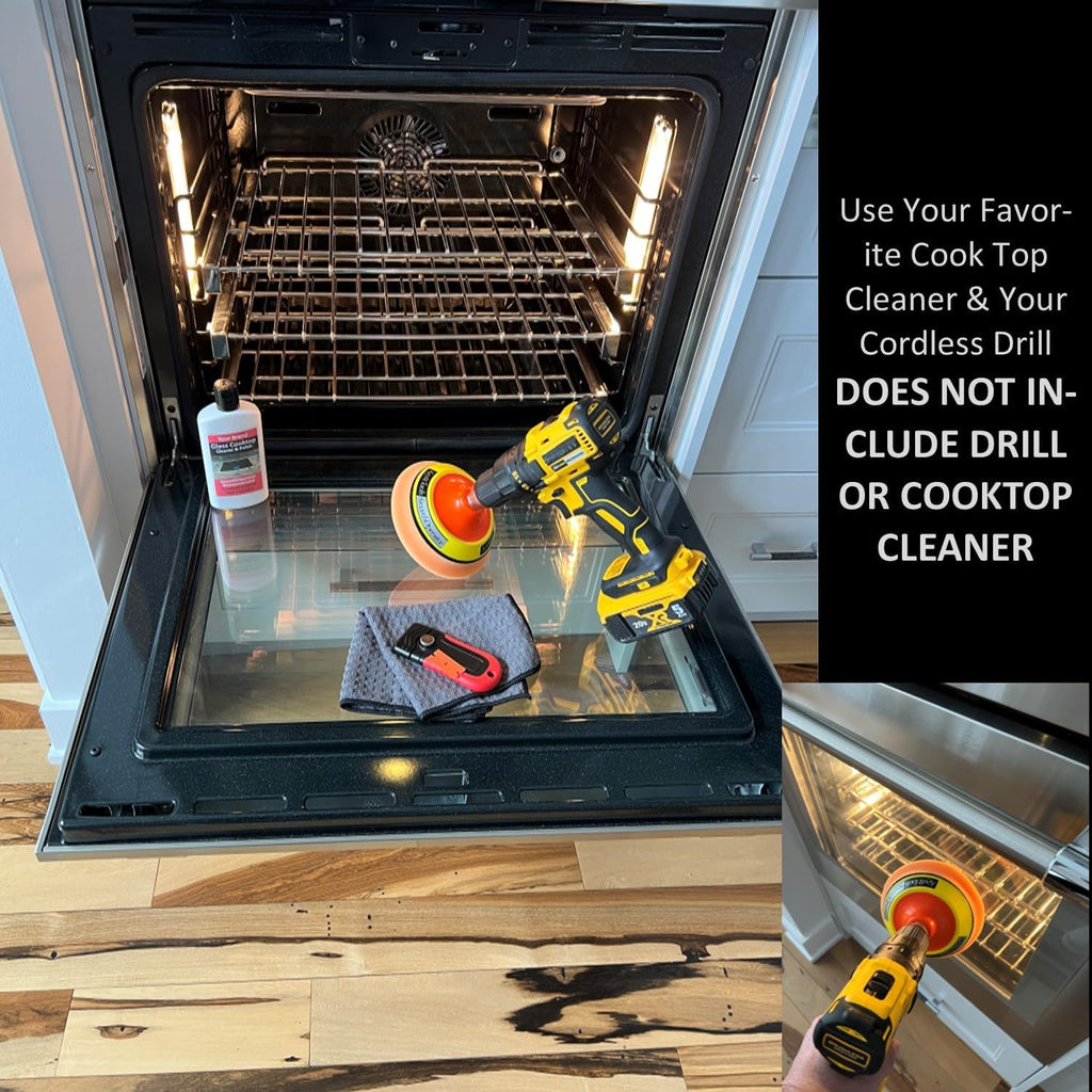 Keyfit Tools SmoothOperator PROFESSIONAL Drill Powered Glass Ceramic Cooktop Cleaner Oven Door Glass Stove Top Polisher ~ HexaMax M780 Proprietary Non Abrasive Cleaning/Polishing Material