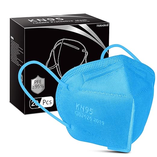 Hotodeal KN95 Face Mask 20PCS,5 Layers Cup Dust Mask Against PM2.5 from Fire Smoke, Dust, for Men, Women, Essential Workers(Blue)