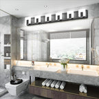 Aipsun 6 Lights Modern Black Vanity Light Up and Down Black LED Vanity Light Fixtures Bathroom Wall Light Over Mirror 6000K