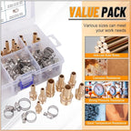KOOTANS 32PCS Brass Hose Barb Fittings Barb to NPT Male Thread Adapter Kit 3/16" 1/4" 5/16" 3/8" 1/2" Barbed Air Hose Fittings with 46pcs Pipe Clamps for Water Fuel Air Line Connector Fitting