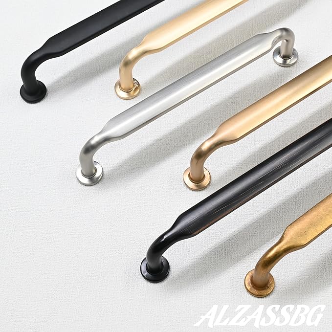 Alzassbg 6 Pack Brushed Satin Nickel Cabinet Handles, 6-1/4 Inch(160mm) Hole Centers Arch Modern Cabinet Pulls Kitchen Cabinets Hardware for Cabinets and Drawers AL3503SN