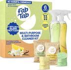 Fab Tab Tablet Cleaner, Multi-Purpose & Bathrom Cleaner for Eco-Concious Cleaning, Non Harmful & Chemical-Free Formula, Convenient Refills with 2 Glass Bottles, Luxury Hotel Scent (6 Refill Tablets)
