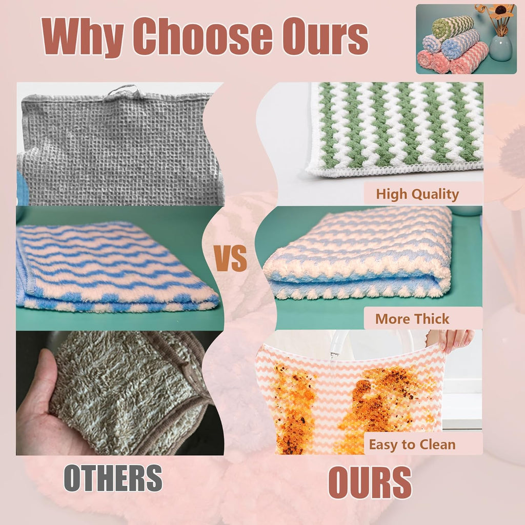 Microfiber Cleaning Cloth,12 Pack 12"x12" Dish Towels for Kitchen,Fast Drying Dish Rags for Washing Dishes, Wash Cloths Super Absorbent Lint Free Kitchen Towels for Limpiar House and Keeping