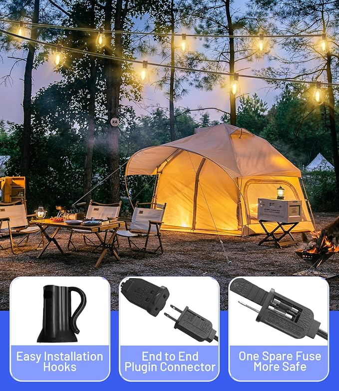 Tenmiro 120FT Outdoor String Lights, Ultra Long Waterproof 30+2 Edison Shatterproof Bulbs Led Outside Patio Lights for Porch Deck Garden Backyard Balcony Wedding Party Decor