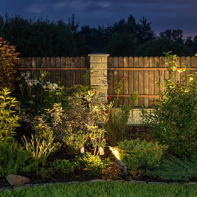 VISTA 4 Pack Cast Aluminum Landscape Spotlights, Low Voltage Landscape Lighting, 100FT 14/2 Landscape Wire, Spot Lights Outdoor with 4.5W MR16 LED Bulb for Yard, Garden, Lawn, Tree (Bronze)