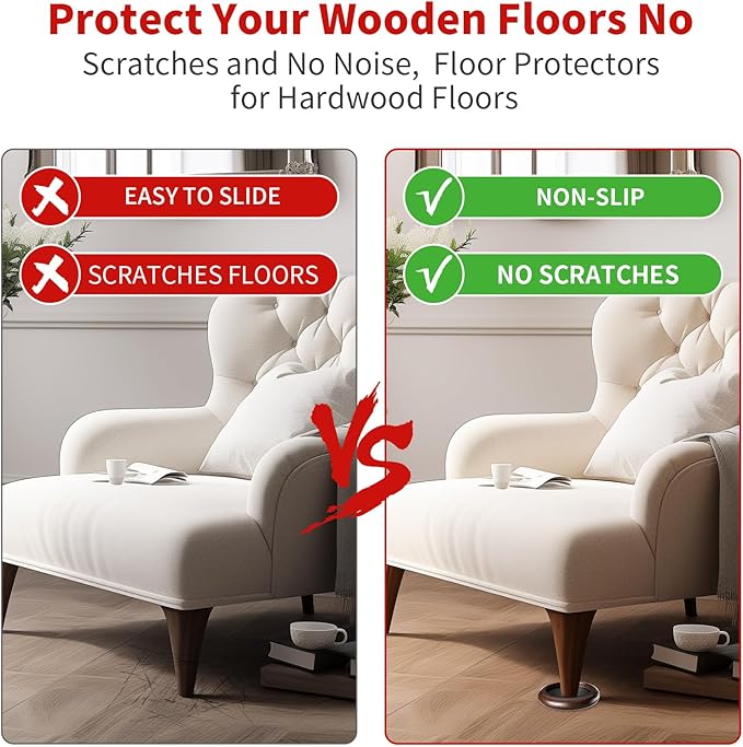 Ezprotekt 2.5 inch Non Slip Round Wood Furniture Pads for Hardwood Floors, 16 Pcs Anti Slip Furniture Coaster for Chair Sofa Bed Couch, Furniture Cups with Anti-Slide EVA Anti-Scratch (Dark Brown)