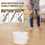 Self Wringing Mop Floor Cleaning, Easy Squeeze Twist Mop, Heavy Duty Wet Mops for Cleaning Hardwood Tile Vinyl Laminate Floors (Gray- 2 Head)