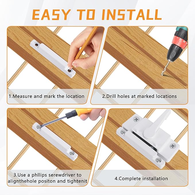 4 Pack Windows Sash Lock-Sliding Window Sash Locks for Single-Hung and Double-Hung Windows-White Cam Sash Locks for Vertical and Horizontal Sliding Windows