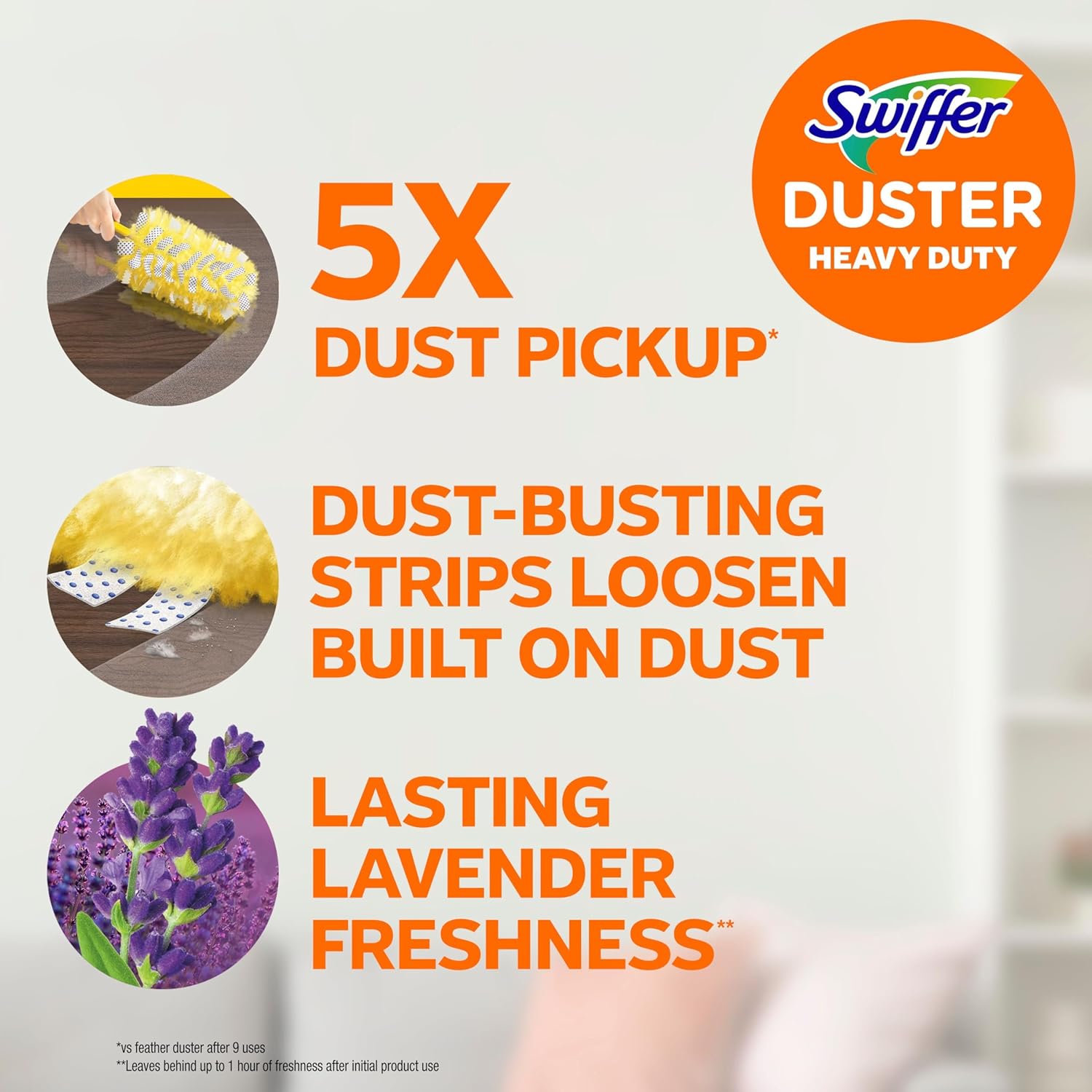 Swiffer Dusters Refill for Cleaning, Feather & Microfiber Duster Alternative, Lavender Scent, 24 Count