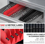 42PCS Magnetic Modular Wrench Organizers for Tool Drawers - Black & Red - Wrench Rack with Metric & SAE Labels, Customizable Magnet Tool Storage Holder for Tool Box Organization