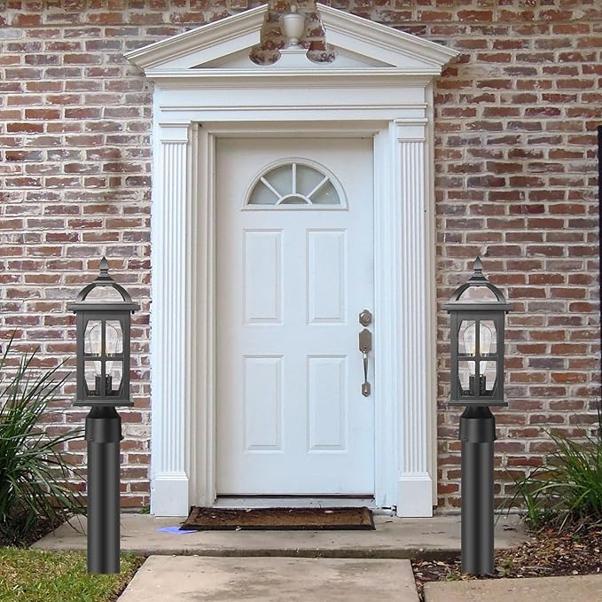 Darkaway Outdoor Post Lights Lamp Posts Outdoor Lighting, Waterproof Aluminum Post Lights Exterior Light Fixtures with Glass,Fence Pole Lights for Porch Yard Patio Garage