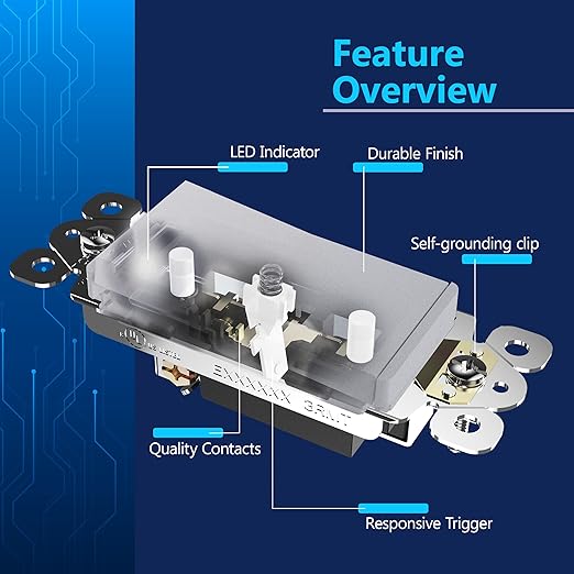 LIDER Minimalist Design Matte Finish Lighted Decorator Switch, Frameless Paddle Light Switch with Locator Light, Grounding Screw, 15A 125V, UL Listed, LS15-1P-SV, Silver