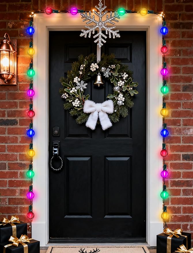 25 Pack Multicolor G40 LED Replacement Bulbs, E12/C7 Candelabra Base Shatterproof LED Globe Edison Bulbs for Christmas String Lights, 2700K Warm White, Frosted