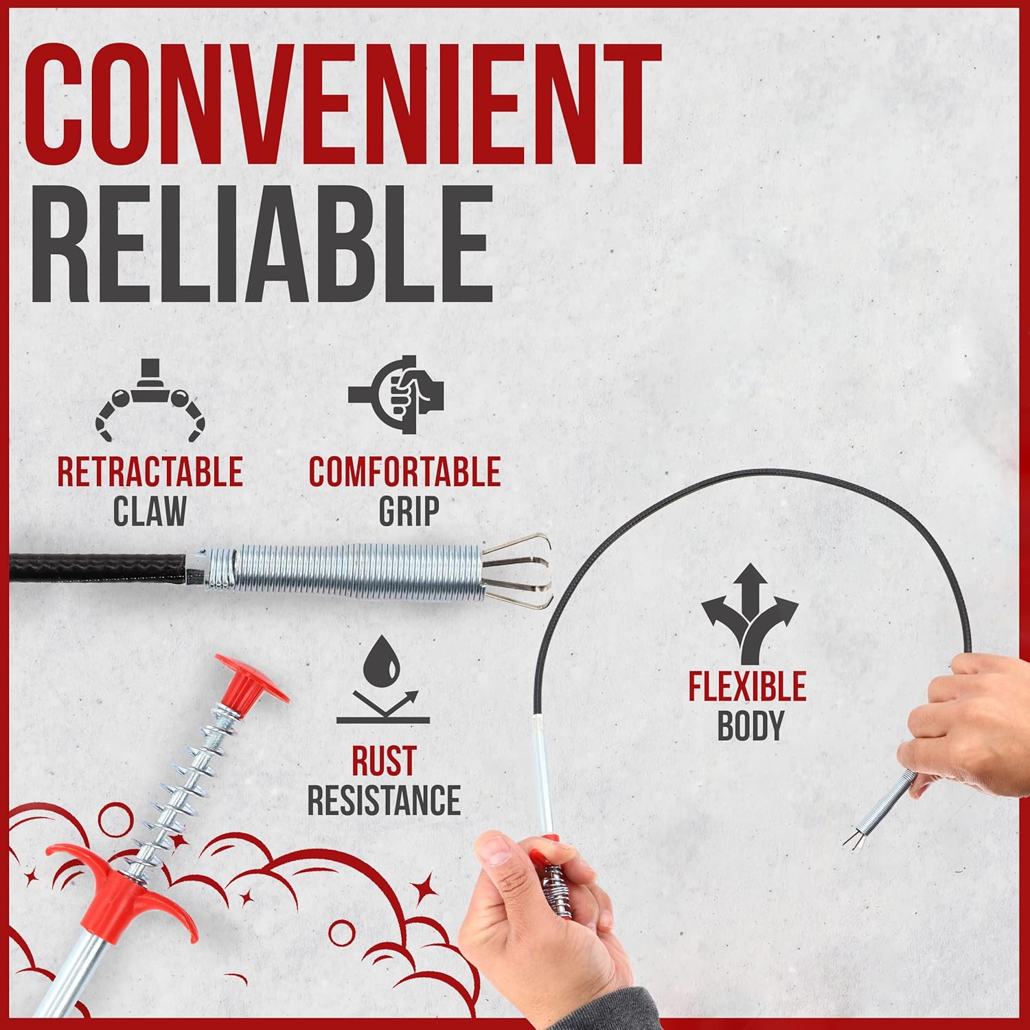 36" Snake Drain Clog Remover - Used as Hair Clog Remover for Sink, Shower, and Bathtub - Dryer Vent Cleaner, and as a Flexible Grabber Tool for Hard to Reach Places (3 Pack) - By RAM-PRO