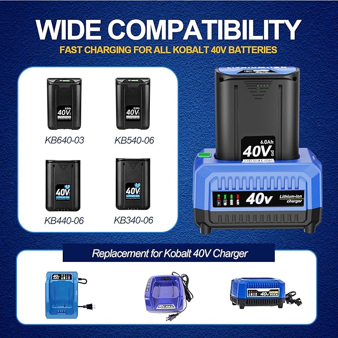 40-Volt Charger Replace for Kobalt 40V Battery Charger, Compatible with Kobalt 40V Li-ion Battery KB640-03 KB240-06 KB640-06 KB245-06 KB440-03