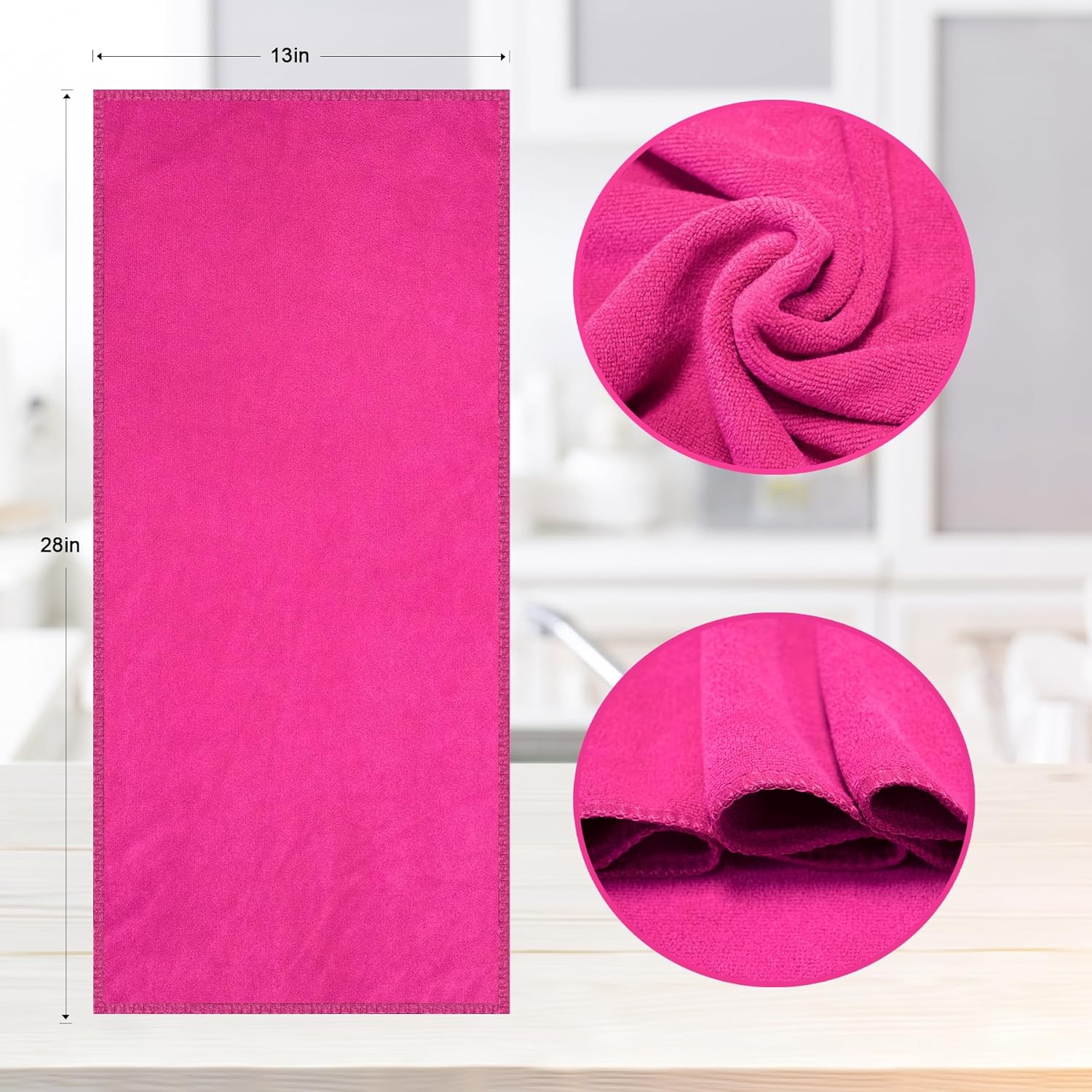 kimteny 13x28 Inches Kitchen Cloth Dish Towels, 400 GSM Premium Dishcloths, Super Absorbent Coral Velvet Microfiber Cleaning Cloths, Fast Drying Rags for Washing Dishes (12 Pack, Rose Red)