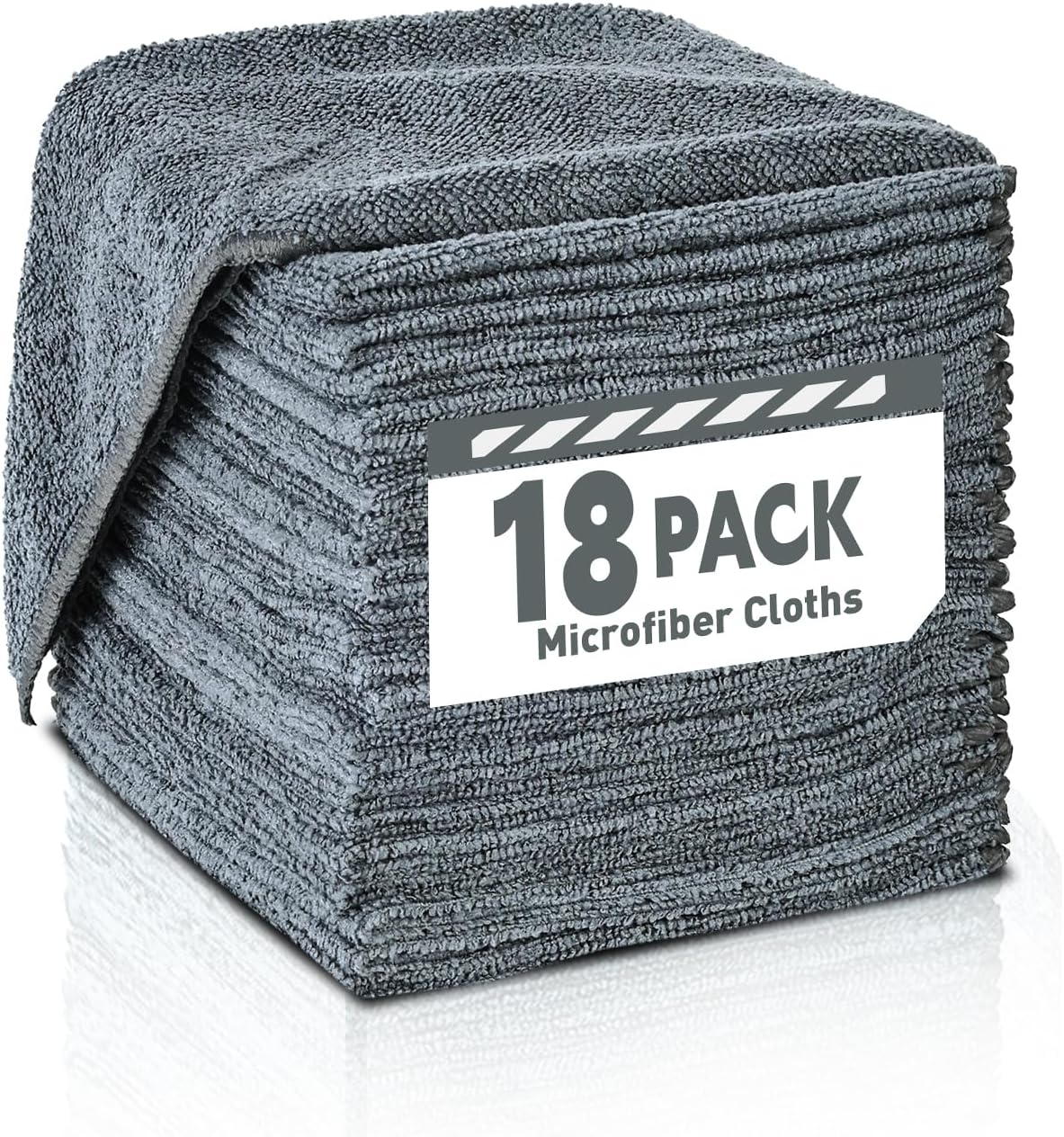 Microfiber Cleaning Cloths Bulk Pack-18 Pack, Microfiber Towels Bulk, Towels for Cars, Cleaning Rags Gray (12x12 inches)