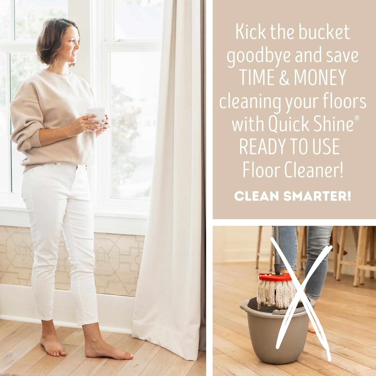 Quick Shine Multi Surface Floor Cleaner Daily Care 24oz | Plant-Based, Ready to Use, Dirt Dissolving, Streak Free, No Rinse | Use on Hardwood, Laminate, Luxury Vinyl Plank, Tile & Stone | Safer Choice