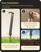 EDISHINE Low Voltage Pathway Lights Wired, 2700K 100LM 5.5W 50000Hrs 12V Waterproof Outdoor Lighting & Accessories, Modern Aluminum Electric LED Path Lights for Sidewalk Yard Garden