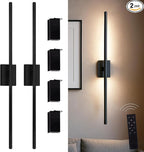Auralume Wall Sconce Set of Two – Battery Operated LED Wall Lights with Remote, Dimmable, 4 Color Temps 3000K–6000K, 20,000mAh Rechargeable, Modern Indoor Wall Lamps
