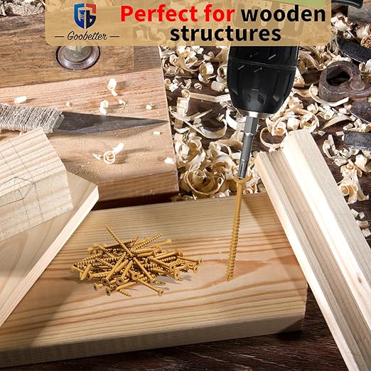 Deck Screws 3 Inch Wood Screws #10 x 3, 300 Pcs, Rust Resistant, Exterior Epoxy Coated, Torx Construction Screws for Wood Fence & Decking, Includes 2 Pcs T25 Star Bits, Yellow